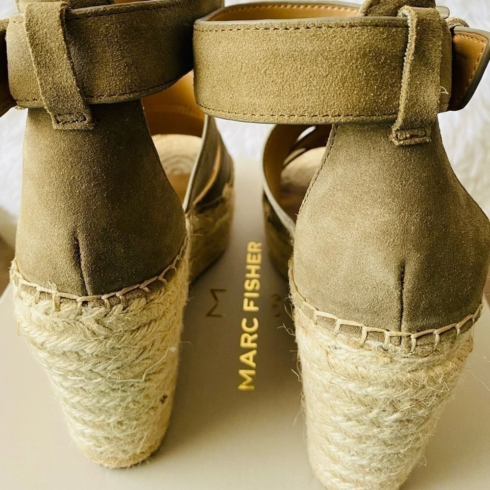 Marc Fisher Adore Espadrille Suede Green Wedges